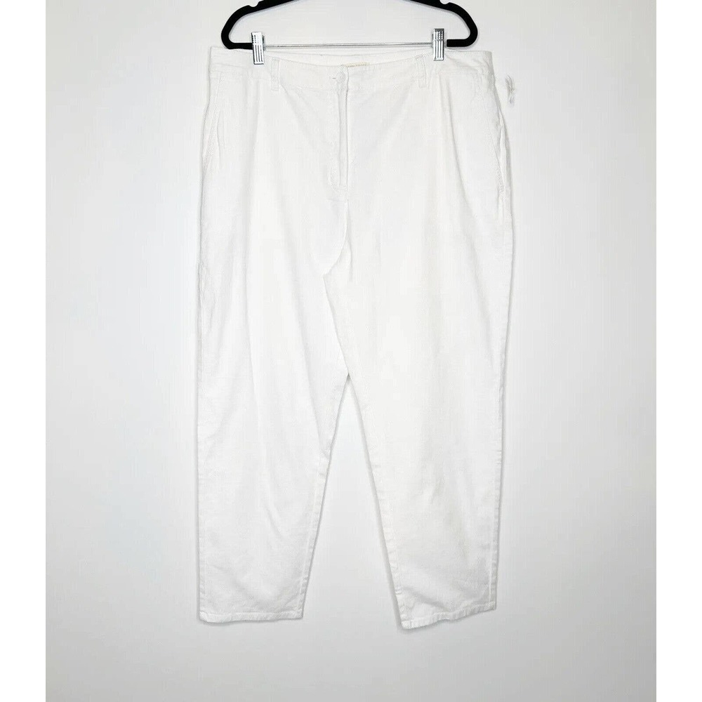 NEW Eileen Fisher Cotton Hemp Tapered Ankle Pants High Rise White Size 16
